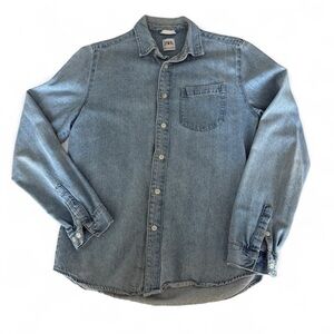 Zara Light Wash 100% Cotton Denim Shirt Jacket - Pale Blue
